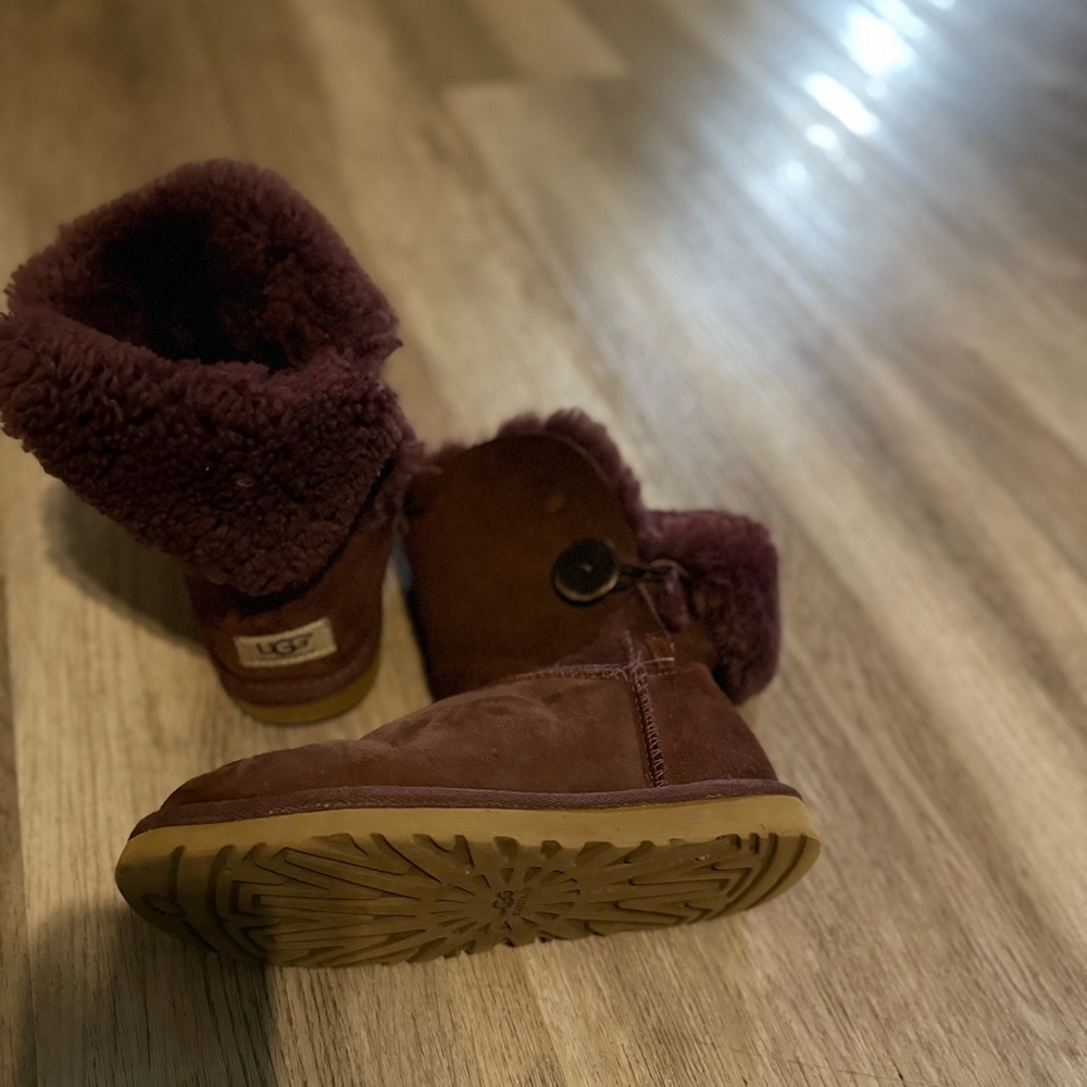 UGG Bailey Button Purple Shearling Boots - Picture 3 of 8